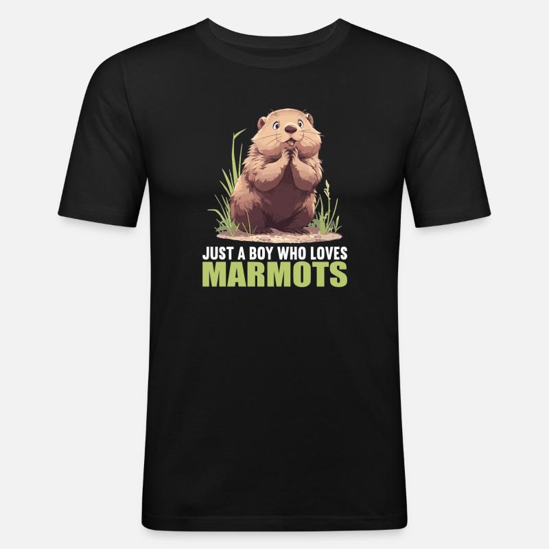 Murmeltiere Murmeltier - Männer Slim Fit T-Shirt - Schwarz