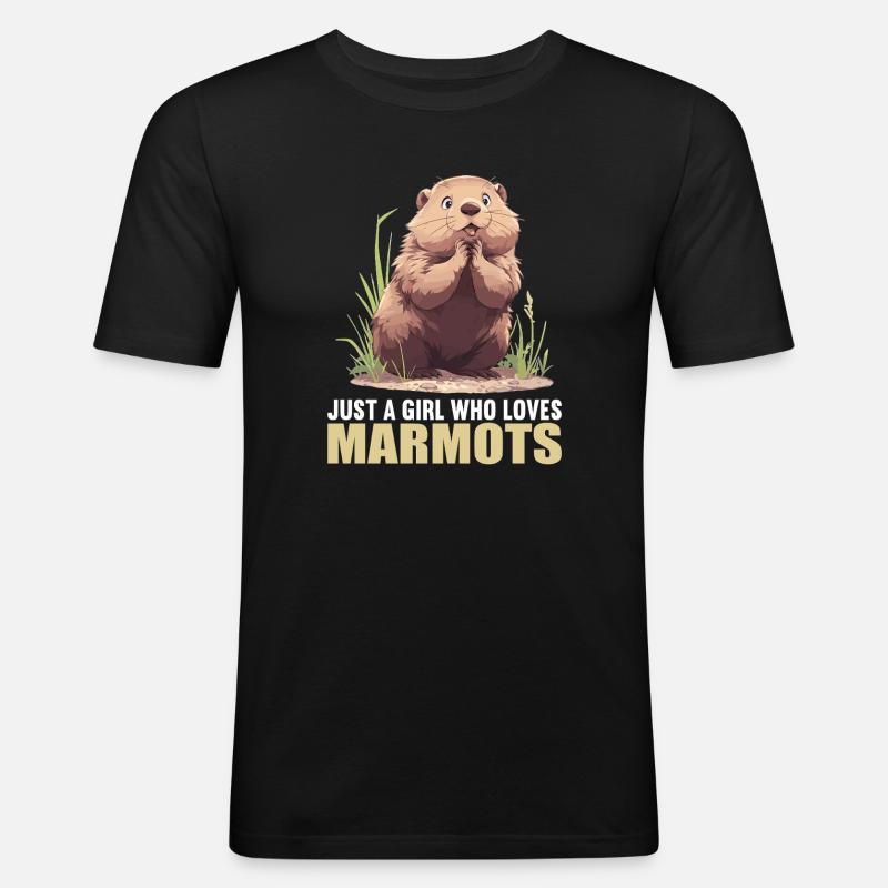 Murmeltiere Murmeltier - Männer Slim Fit T-Shirt - Schwarz