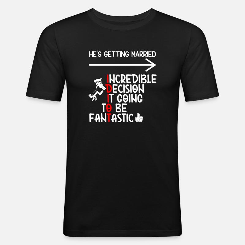 Witziger Bachelor-IDIOT - Männer Slim Fit T-Shirt - Schwarz