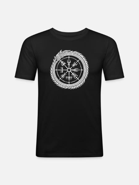 Vegvisir Midgard Serpent - Viking Compass - Men's Slim Fit T-Shirt - black