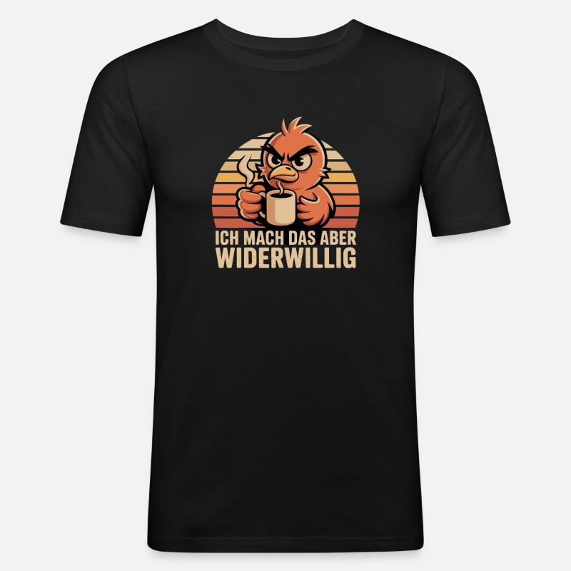 Widerwilliger Kaffeevogel - Männer Slim Fit T-Shirt - Schwarz