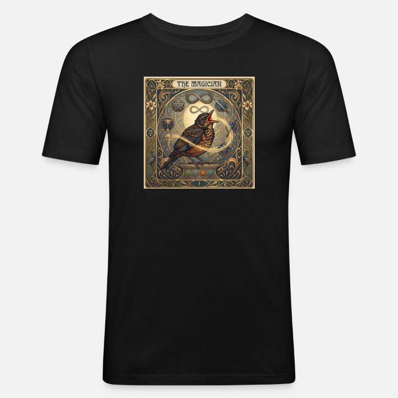 Amsel, der Magier - Männer Slim Fit T-Shirt - Schwarz