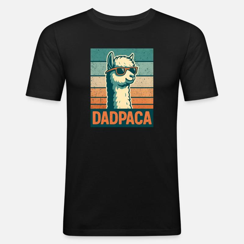 Retro Dadpaca Llama - Men's Slim Fit T-Shirt - black
