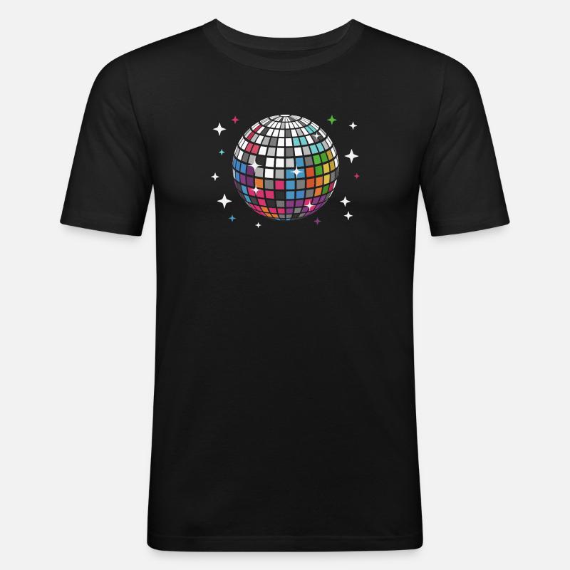 Discokugel Disco Discothek - Männer Slim Fit T-Shirt - Schwarz