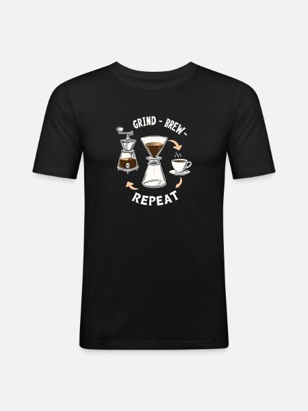 Grind Brew Repeat Espresso Ritual - Men's Slim Fit T-Shirt - black