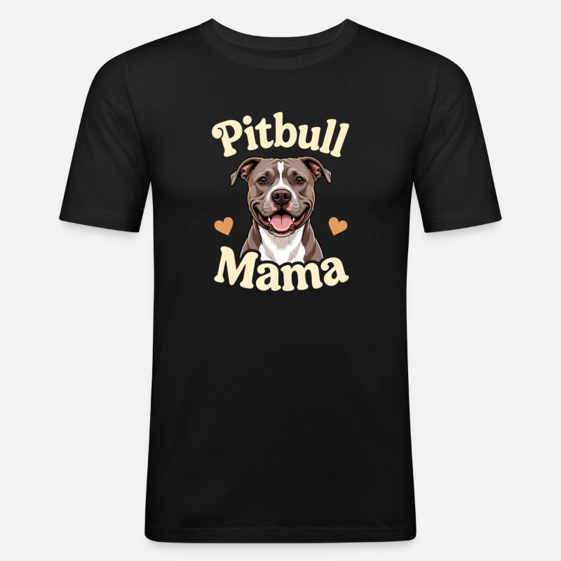 Pitbull Mama Illustration Geschenk - Männer Slim Fit T-Shirt - Schwarz