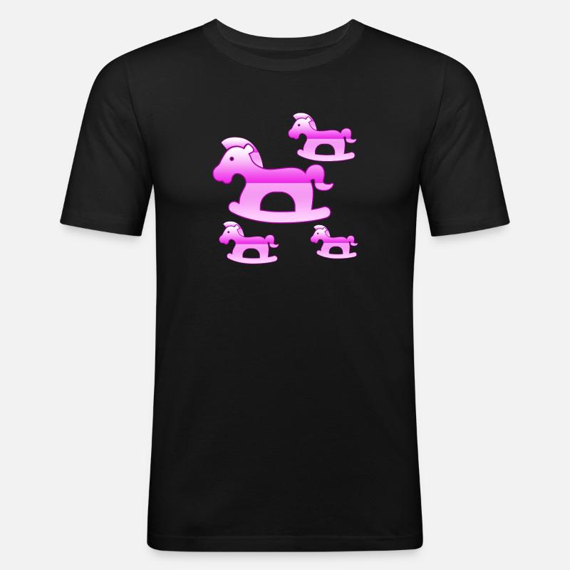 Pferde - Männer Slim Fit T-Shirt - Schwarz
