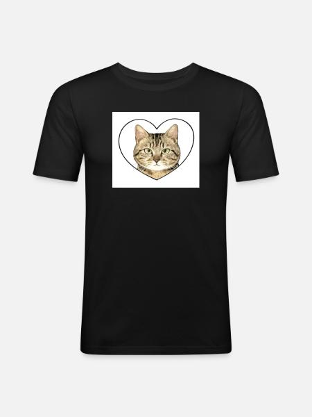 Feline Heart: Cat Portrait - Men's Slim Fit T-Shirt - black
