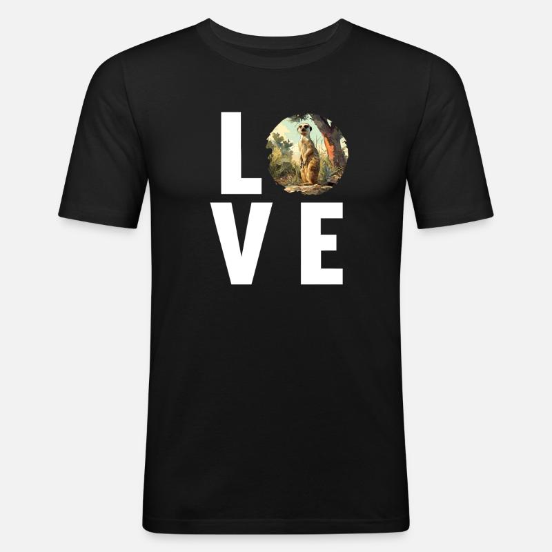 Meerkat Erdmännchen - Männer Slim Fit T-Shirt - Schwarz