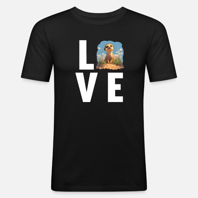 Suricate Erdmännchen - T-shirt près du corps Homme - noir