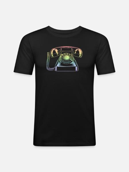 téléphone - T-shirt près du corps Homme - noir
