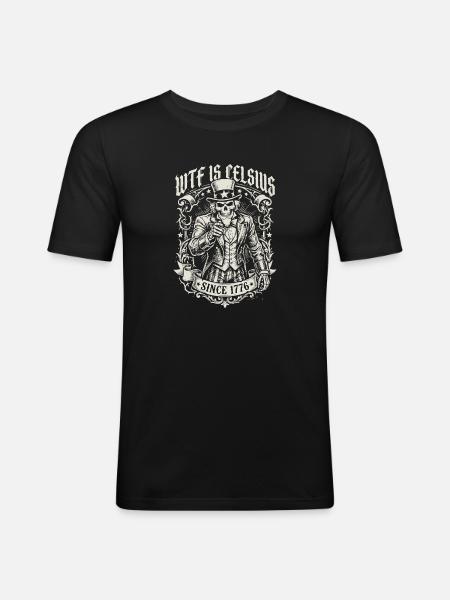 WTF is Celsius Skeleton Funny American - Men's Slim Fit T-Shirt - black