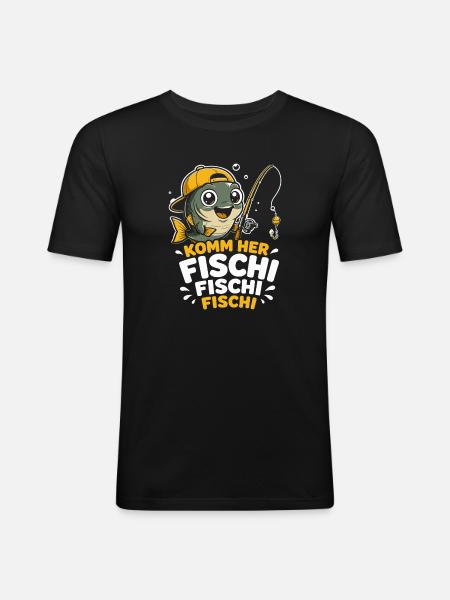 Komm her Fischi Fischi Fischi - Männer Slim Fit T-Shirt - Schwarz