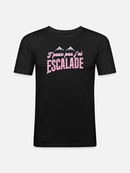Escalade Rose Retro J'peux pas - T-shirt près du corps Homme - noir