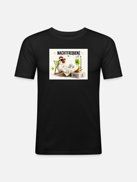 Nachtfrequenz Huhn im Sanatorium - Männer Slim Fit T-Shirt - Schwarz
