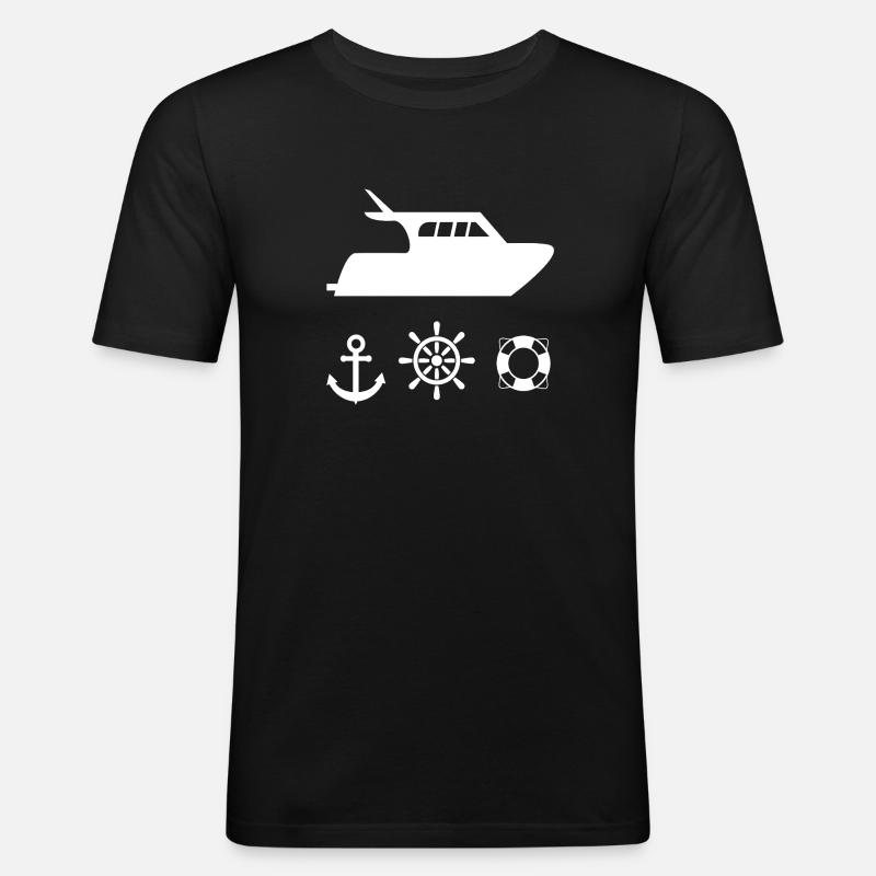 Motorboot - Männer Slim Fit T-Shirt - Schwarz