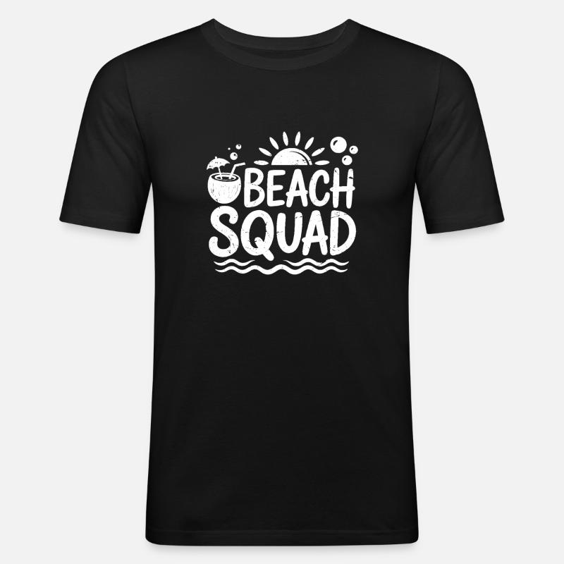 beach squad - Männer Slim Fit T-Shirt - Schwarz