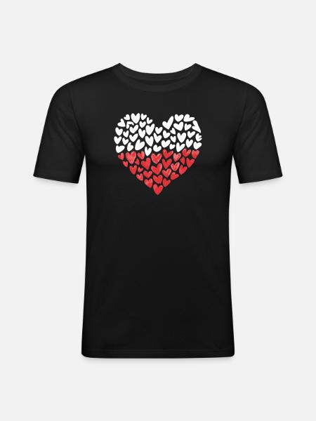 Polish Flag Poland Heart Hearts - Men's Slim Fit T-Shirt - black