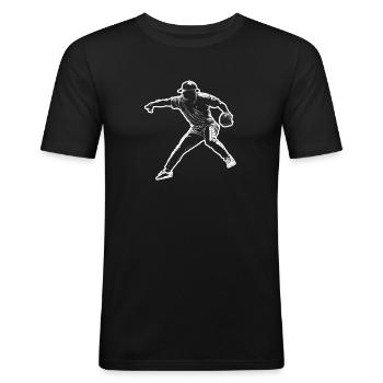 Joueur de baseball - T-shirt près du corps Homme - noir - Devant - Nik (191cm)