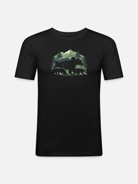 Sentier de l’Ours à Pine Dawn - T-shirt près du corps Homme - noir