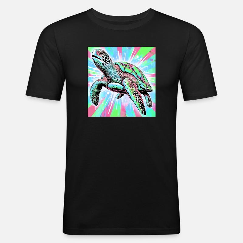 Schildkröte - Männer Slim Fit T-Shirt - Schwarz