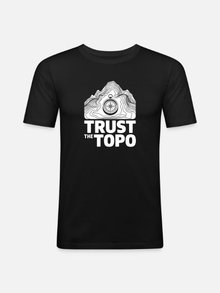 Trust The Topo Topographic Map - Men's Slim Fit T-Shirt - black