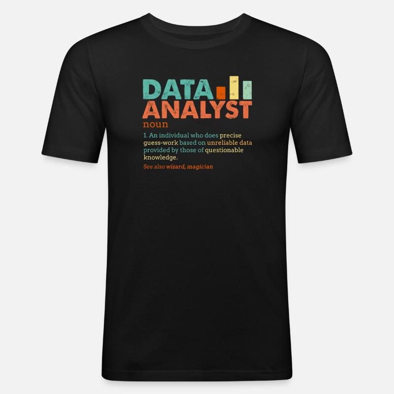Data Analyst Retro Farbblöcke - Männer Slim Fit T-Shirt - Schwarz