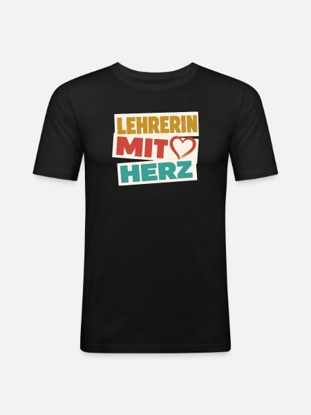 Lehrerin mit Herz! - Männer Slim Fit T-Shirt - Schwarz