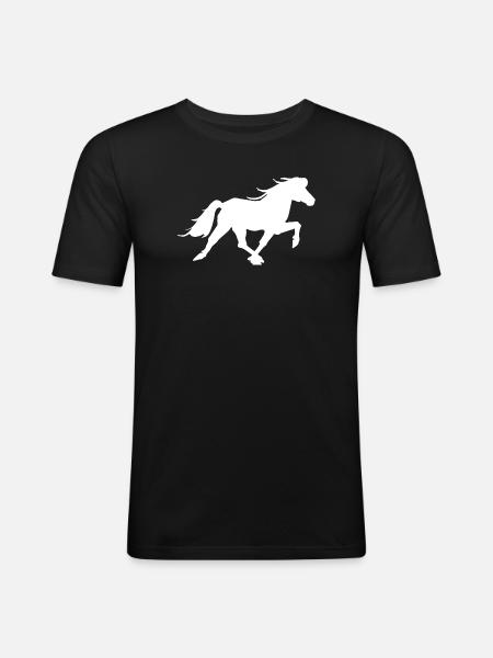 Sportliches Islandpferd im Rennpass - Männer Slim Fit T-Shirt - Schwarz