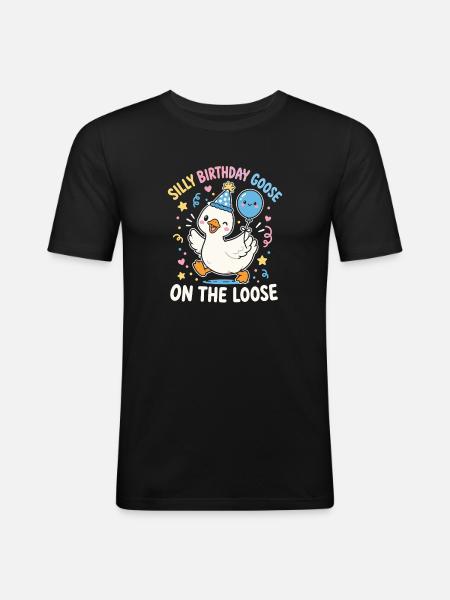 Crazy Birthday Goose - Men's Slim Fit T-Shirt - black