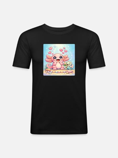 La douce amitié des créatures marines - T-shirt près du corps Homme - noir
