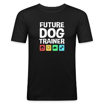 Hundetrainer - Männer Slim Fit T-Shirt - Schwarz - Vorne - Nik (191cm)
