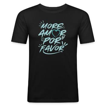 Mehr Amor Por Favor Love Heart Design Pink - Männer Slim Fit T-Shirt - Schwarz - Vorne - Nik (191cm)