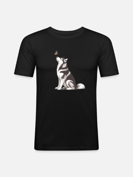 4. Siberian Husky Geschenk für Hundebesitzer - Männer Slim Fit T-Shirt - Schwarz