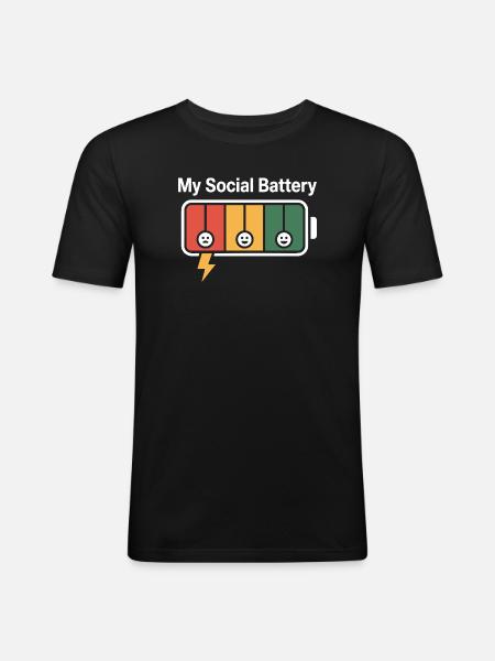 Social Battery Introvert Dead Battery Battery - Men's Slim Fit T-Shirt - black