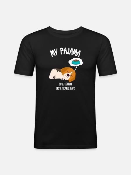 Hunde-Beagle-Haar-Pyjamas - Männer Slim Fit T-Shirt - Schwarz