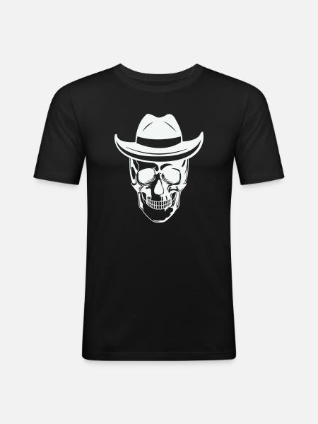 Skull with sunglasses - Men's Slim Fit T-Shirt - black