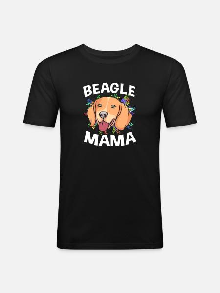 Beagle Mama Mutter Hundemama - Männer Slim Fit T-Shirt - Schwarz