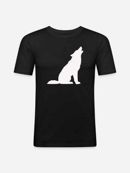 wolf- - Männer Slim Fit T-Shirt - Schwarz