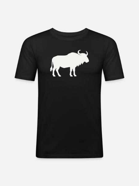 Wild Bison Silhouette - Men's Slim Fit T-Shirt - black