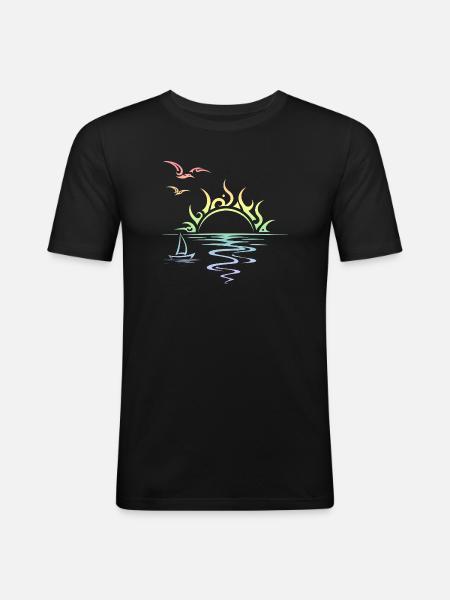 Coucher de soleil - T-shirt près du corps Homme - noir
