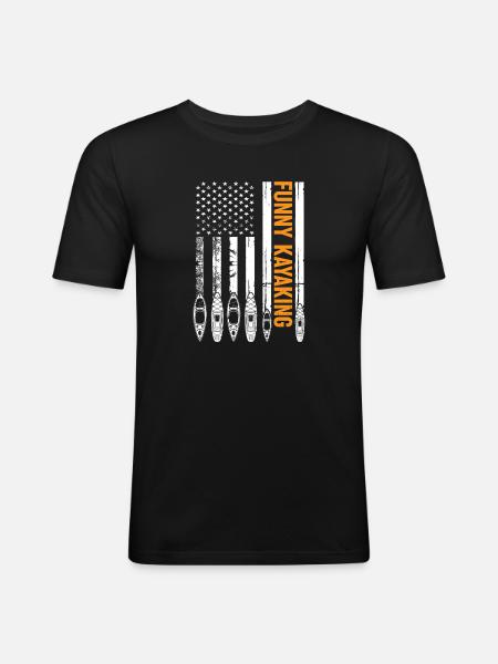 Canoeing Kayaking US Flag Kayaker - Men's Slim Fit T-Shirt - black