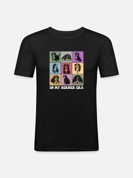 In meiner Berner-Ära Berner Sennenhund-Mutter - Männer Slim Fit T-Shirt - Schwarz