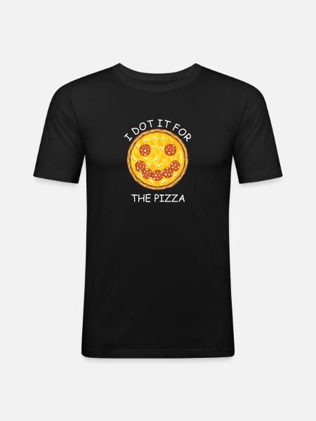 Pizza Pizza Face Pizza Lover - T-shirt près du corps Homme - noir