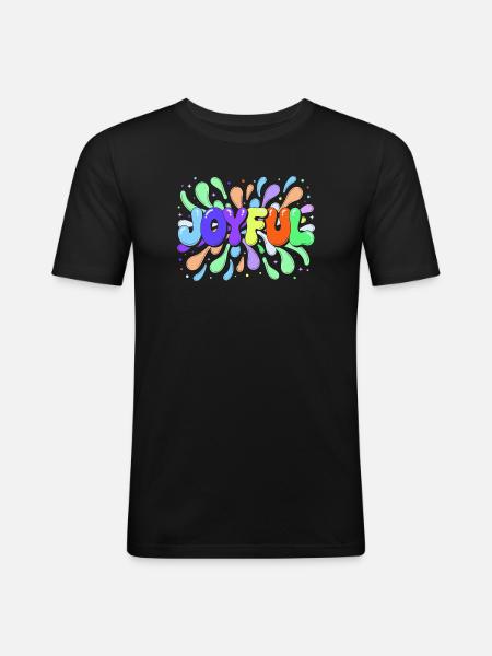 Glücklicher mehrfarbiger Tippfehler - Männer Slim Fit T-Shirt - Schwarz