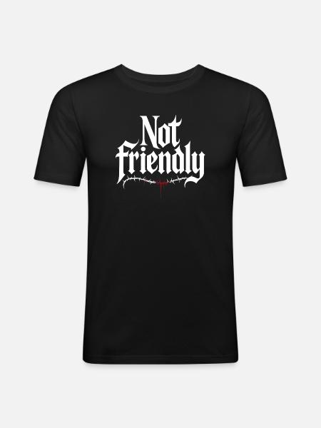 Introverti Pas Amical Solitaire Antisocial - T-shirt près du corps Homme - noir