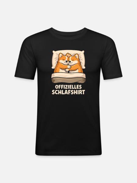 Offizielles Schlafshirt Fuchs Füchse - Männer Slim Fit T-Shirt - Schwarz