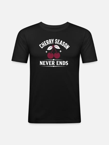Die Kirschsaison endet niemals - Männer Slim Fit T-Shirt - Schwarz