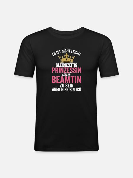 Prinzessin und Beamtin zugleich - Männer Slim Fit T-Shirt - Schwarz