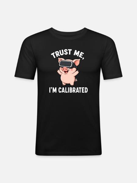 Pig Farmer Comic Saying Gamer - Men's Slim Fit T-Shirt - black